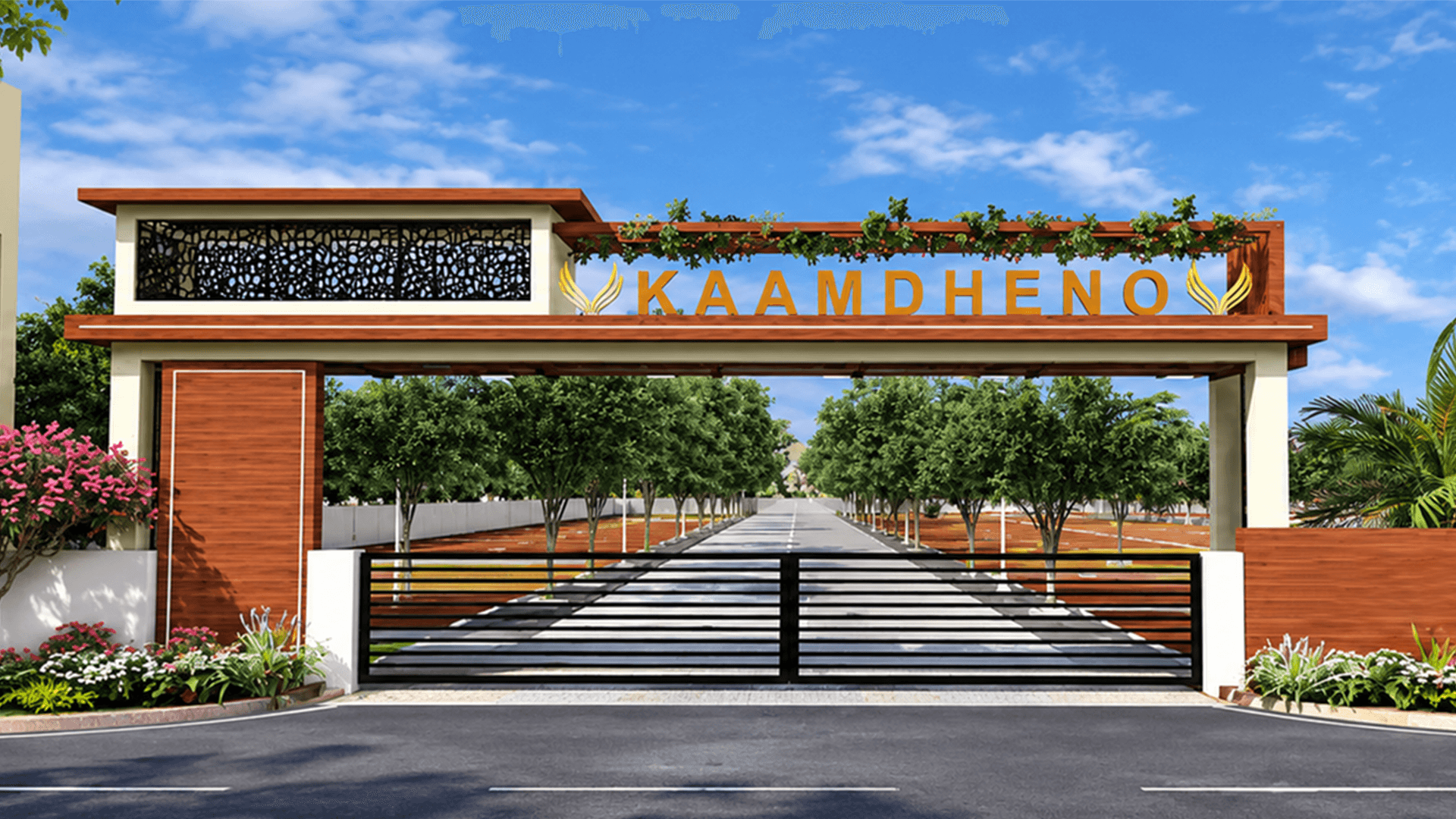 Architectural visualisation of the Kaamdheno Phase 1 entrance